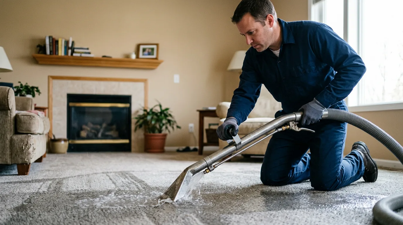 Water damage restoration technician working near Dime Box, TX